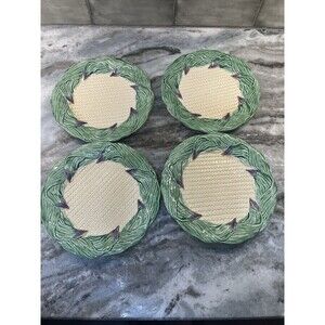 Vintage 1989 Shafford Country Gentleman Majolica Corn Husk Salad Plates Set of 4